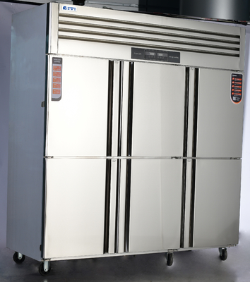 Congelador vertical comercial para refrigeración de cocinas de acero inoxidable de gran capacidad