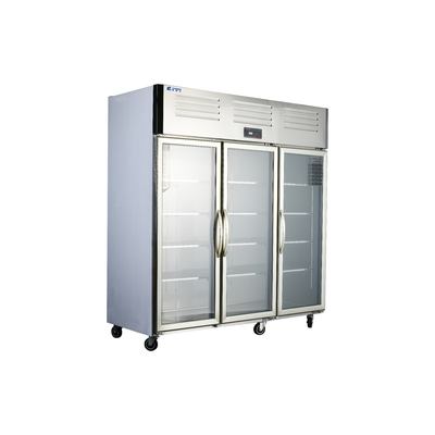 Refrigerador comercial de acero inoxidable de 3 puertas para almacenamiento de cocina totalmente refrigerado