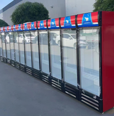 Logotipo personalizado aceptable 2 puertas de la tienda de bebidas refrigerador de bebidas para bebidas frías