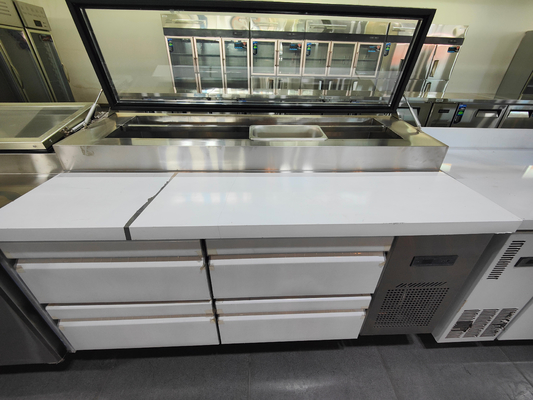 Refrigerador de acero inoxidable Mesa de trabajo para la cocina