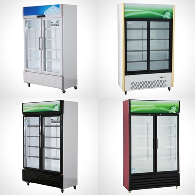 Dimensiones mm Refrigerador de pantalla refrigerado personalizado para el gabinete de bebidas del supermercado