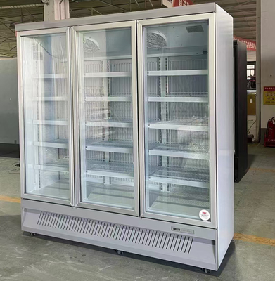 Refrigerador de bebidas de supermercado OEM con refrigeración multiclimática y puerta de cristal blanco