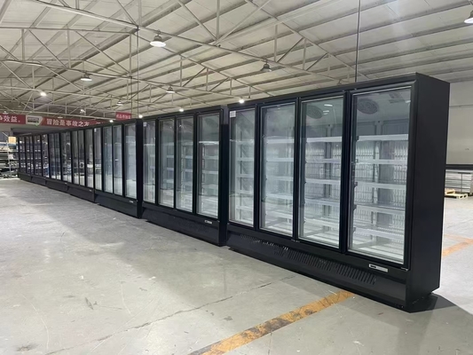 Refrigerador de bebidas de supermercado OEM con refrigeración multiclimática y puerta de cristal blanco