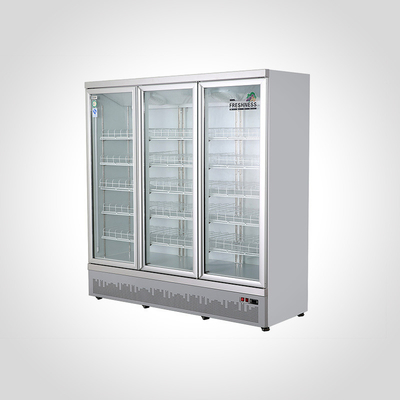 Refrigerador de bebidas con puerta de vidrio refrigerada por aire a doble temperatura y acero de pintura
