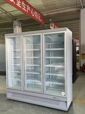 Refrigerador de bebidas con puerta de vidrio refrigerada por aire a doble temperatura y acero de pintura
