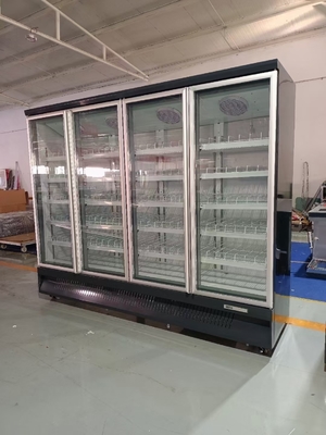 Refrigerador de bebidas con puerta de vidrio refrigerada por aire a doble temperatura y acero de pintura