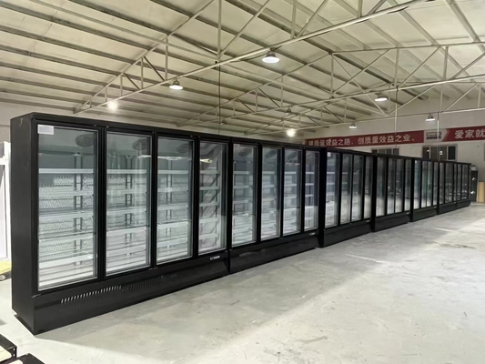 Refrigerador de bebidas con puerta de vidrio refrigerada por aire a doble temperatura y acero de pintura