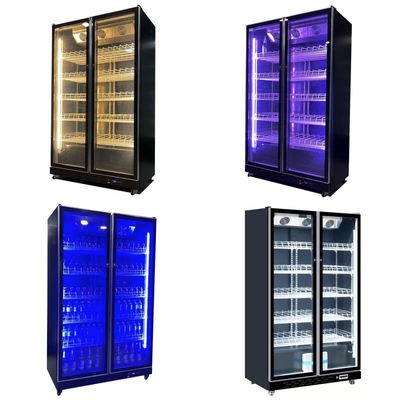 Peso KG 95-160kg Refrigerador de visualización de vino de vidrio con puertas dobles y sistema de refrigeración por aire