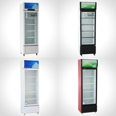 Vitrina de refrigerador de refrigeradores de bebidas con puerta de vidrio vertical con termostato digital