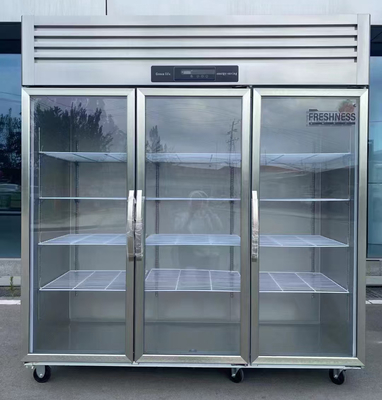 Armarios de refrigeración de exhibición de cocina comercial con congelador de refrigeración de 3 puertas
