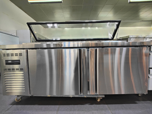 2 puertas Bar de ensalada de escritorio refrigerador con doble temperatura 2~8°C/-6~-15°C