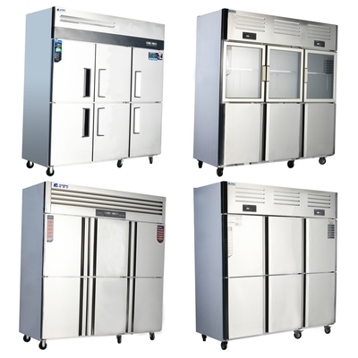 Congelador vertical comercial para refrigeración de cocinas de acero inoxidable de gran capacidad
