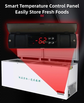 8Clasificador de caja ultrabaja con capa de espuma de 0,5 a 10 cm para almacenamiento de mariscos de gran capacidad a -60 °C