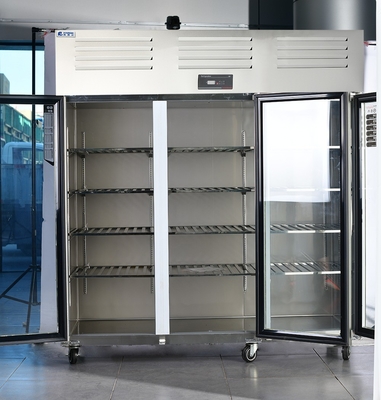 Refrigerador comercial de acero inoxidable de 3 puertas para almacenamiento de cocina totalmente refrigerado