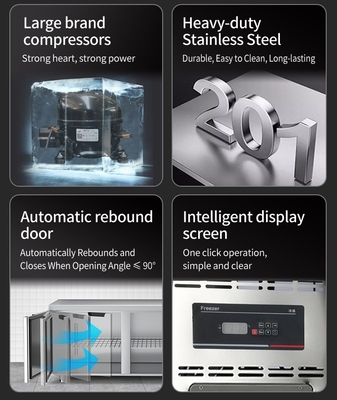 Refrigerador de puertas de cristal de acero inoxidable para enfriamiento 1200-1800 * 600-800 * 800mm